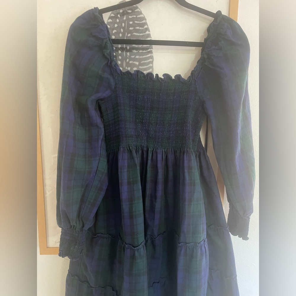 Hill House Home Long Sleeved Nap Dress - navy and green plaid - Picture 10 of 10